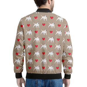 Bull Terrier Heart Pattern Print Men's Bomber Jacket