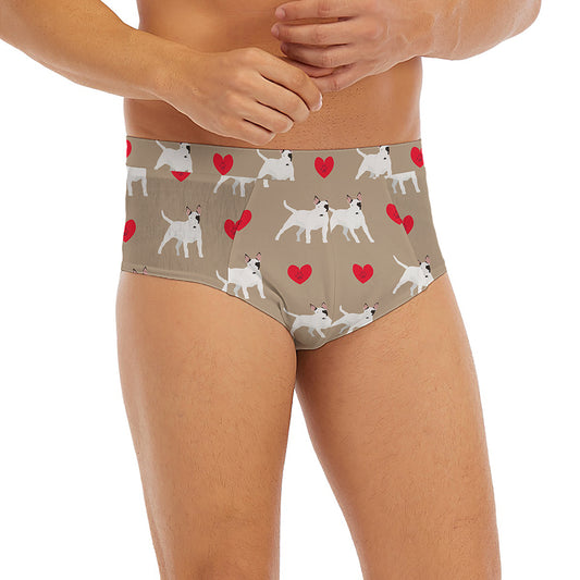 Bull Terrier Heart Pattern Print Men's Briefs