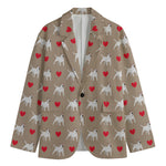 Bull Terrier Heart Pattern Print Men's Cotton Blazer