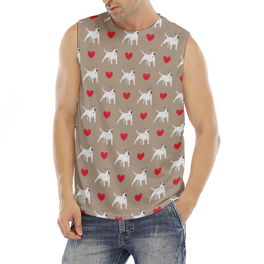 Bull Terrier Heart Pattern Print Men's Fitness Tank Top