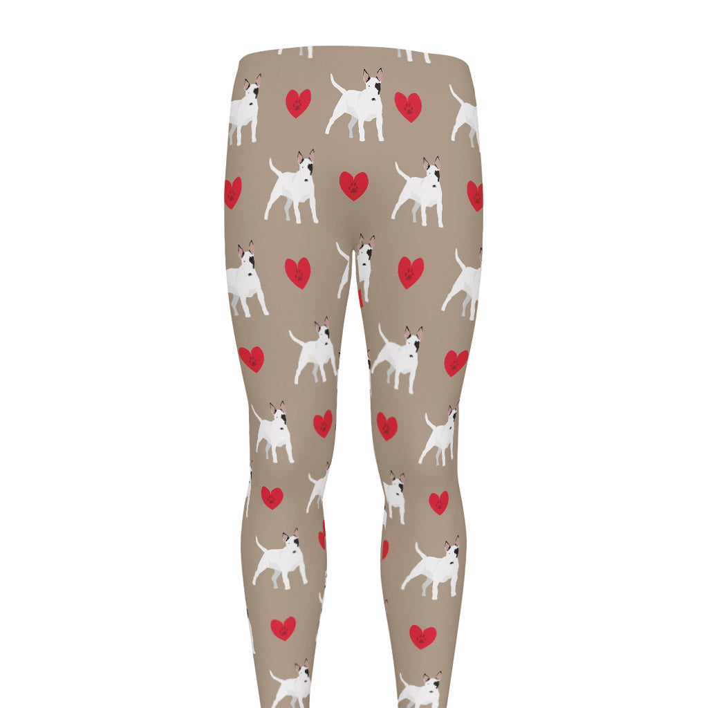 Bull Terrier Heart Pattern Print Men's leggings