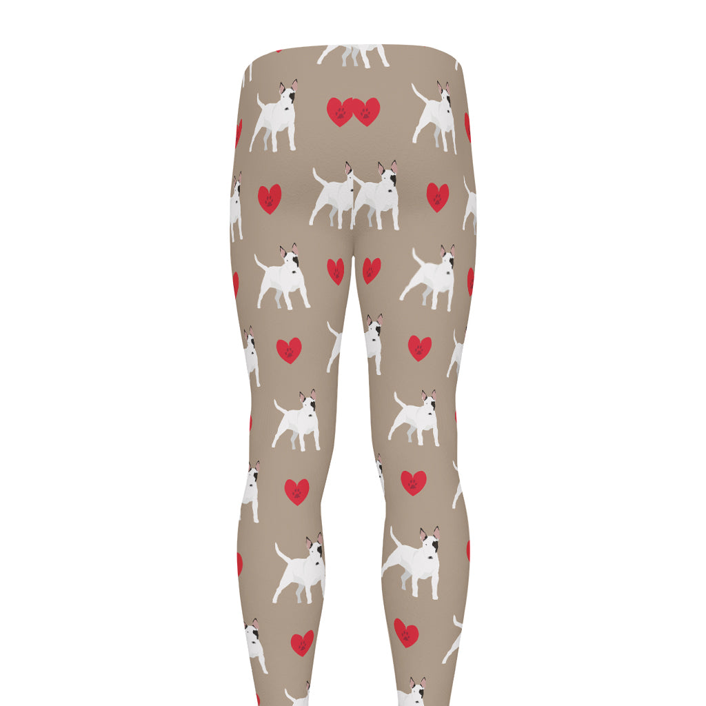 Bull Terrier Heart Pattern Print Men's leggings