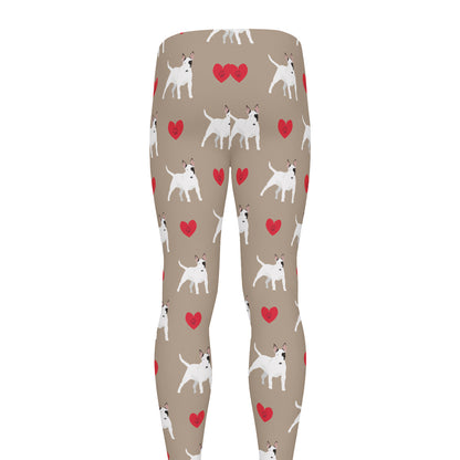 Bull Terrier Heart Pattern Print Men's leggings