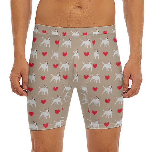 Bull Terrier Heart Pattern Print Men's Long Boxer Briefs