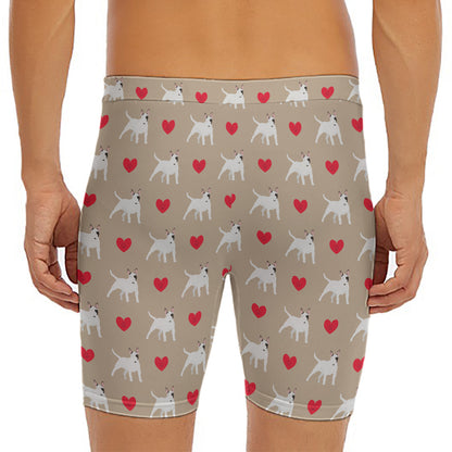 Bull Terrier Heart Pattern Print Men's Long Boxer Briefs