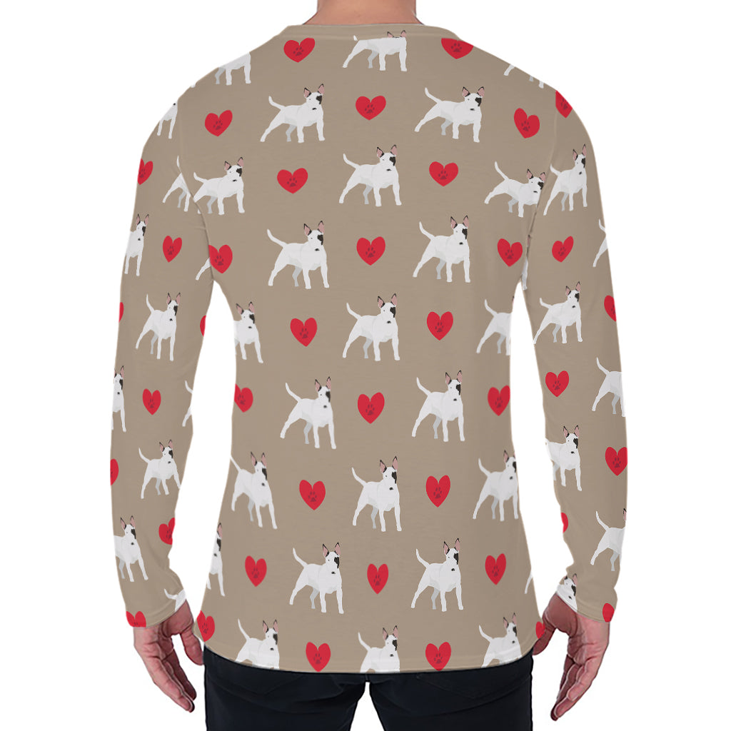 Bull Terrier Heart Pattern Print Men's Long Sleeve T-Shirt