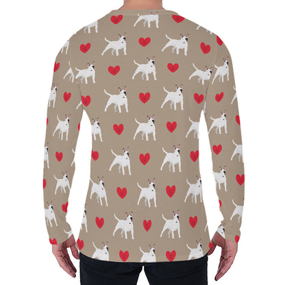 Bull Terrier Heart Pattern Print Men's Long Sleeve T-Shirt