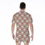 Bull Terrier Heart Pattern Print Men's Rompers