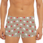 Bull Terrier Heart Pattern Print Men's Short Boxer Briefs