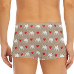Bull Terrier Heart Pattern Print Men's Short Boxer Briefs