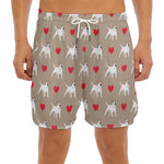 Bull Terrier Heart Pattern Print Men's Split Running Shorts