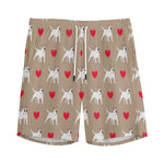 Bull Terrier Heart Pattern Print Men's Sports Shorts