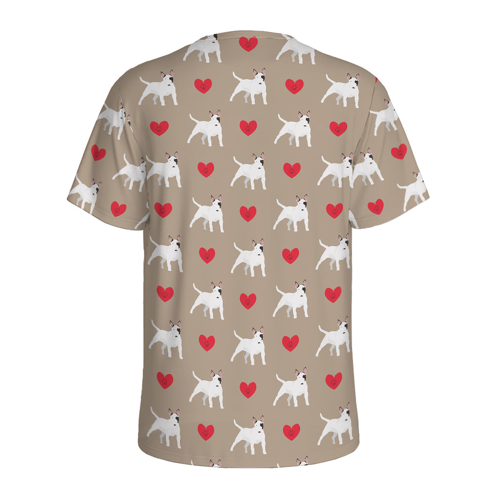 Bull Terrier Heart Pattern Print Men's Sports T-Shirt