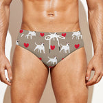 Bull Terrier Heart Pattern Print Men's Swim Briefs