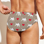 Bull Terrier Heart Pattern Print Men's Swim Briefs