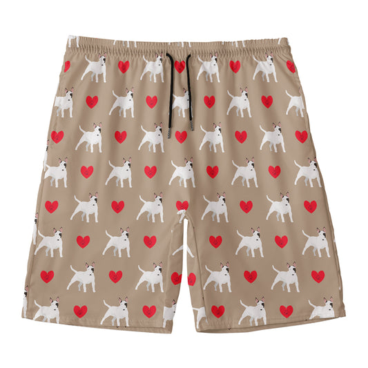 Bull Terrier Heart Pattern Print Men's Swim Trunks
