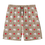 Bull Terrier Heart Pattern Print Men's Swim Trunks