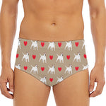 Bull Terrier Heart Pattern Print Men's Triangle Swim Briefs