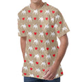 Bull Terrier Heart Pattern Print Men's Velvet T-Shirt