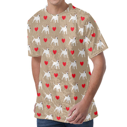 Bull Terrier Heart Pattern Print Men's Velvet T-Shirt