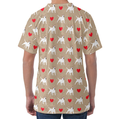 Bull Terrier Heart Pattern Print Men's Velvet T-Shirt