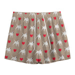 Bull Terrier Heart Pattern Print Mesh Shorts
