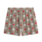 Bull Terrier Heart Pattern Print Mesh Shorts