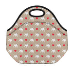 Bull Terrier Heart Pattern Print Neoprene Lunch Bag