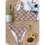 Bull Terrier Heart Pattern Print One Shoulder Bikini Top