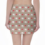 Bull Terrier Heart Pattern Print Pencil Mini Skirt