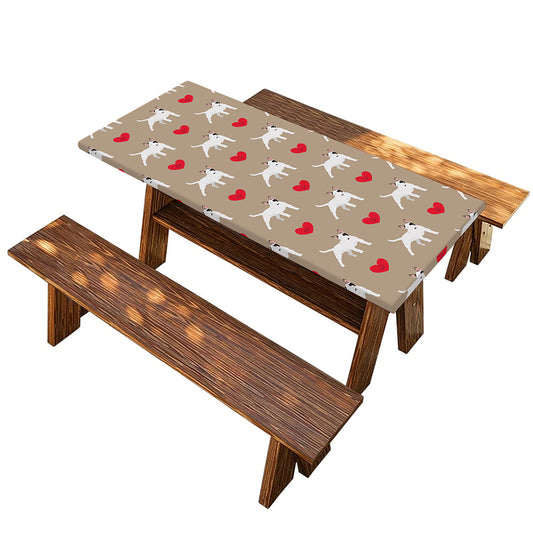 Bull Terrier Heart Pattern Print Picnic Table Cover