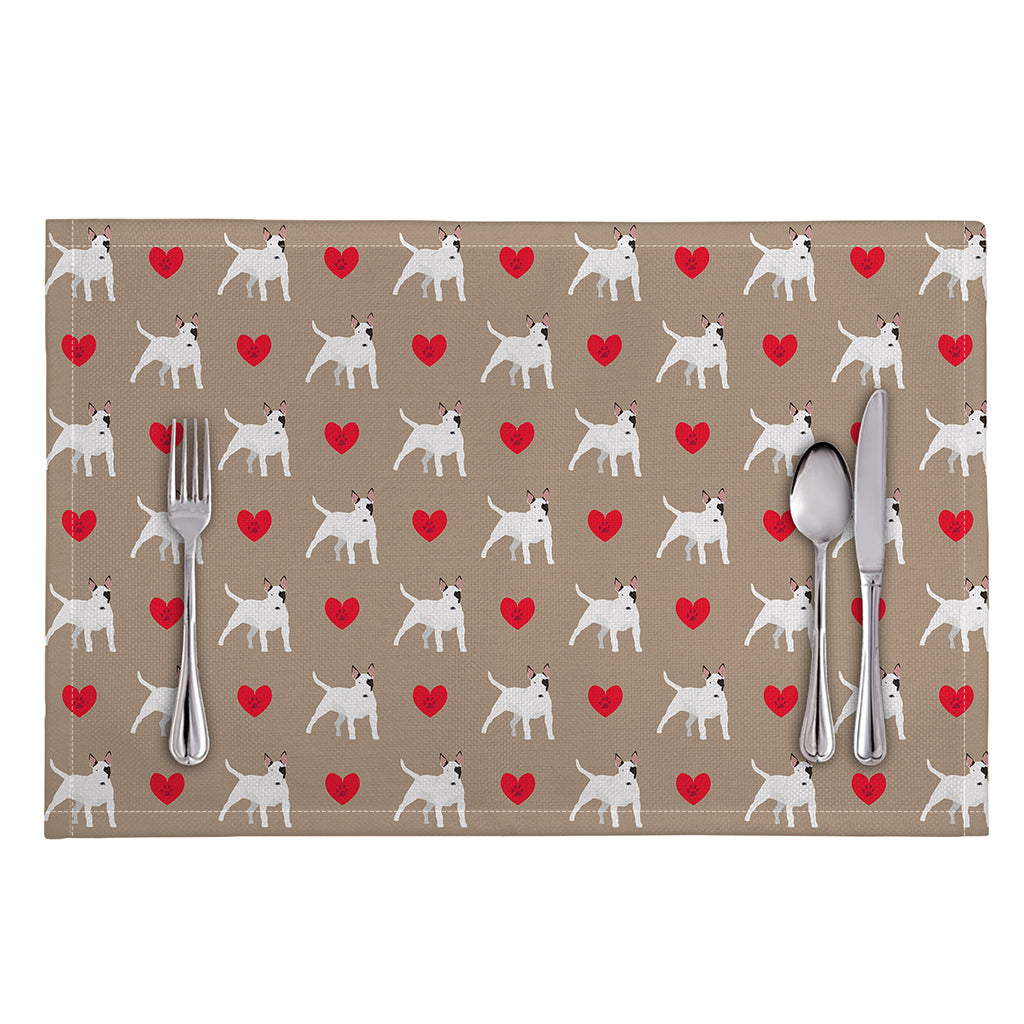 Bull Terrier Heart Pattern Print Placemat