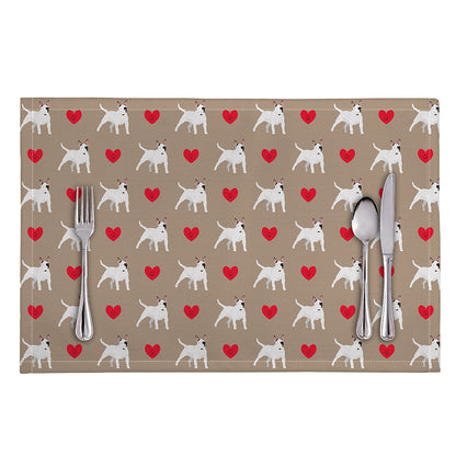 Bull Terrier Heart Pattern Print Placemat