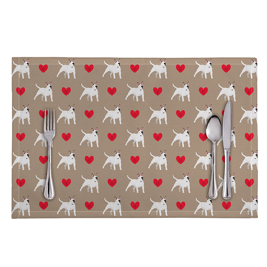Bull Terrier Heart Pattern Print Placemat