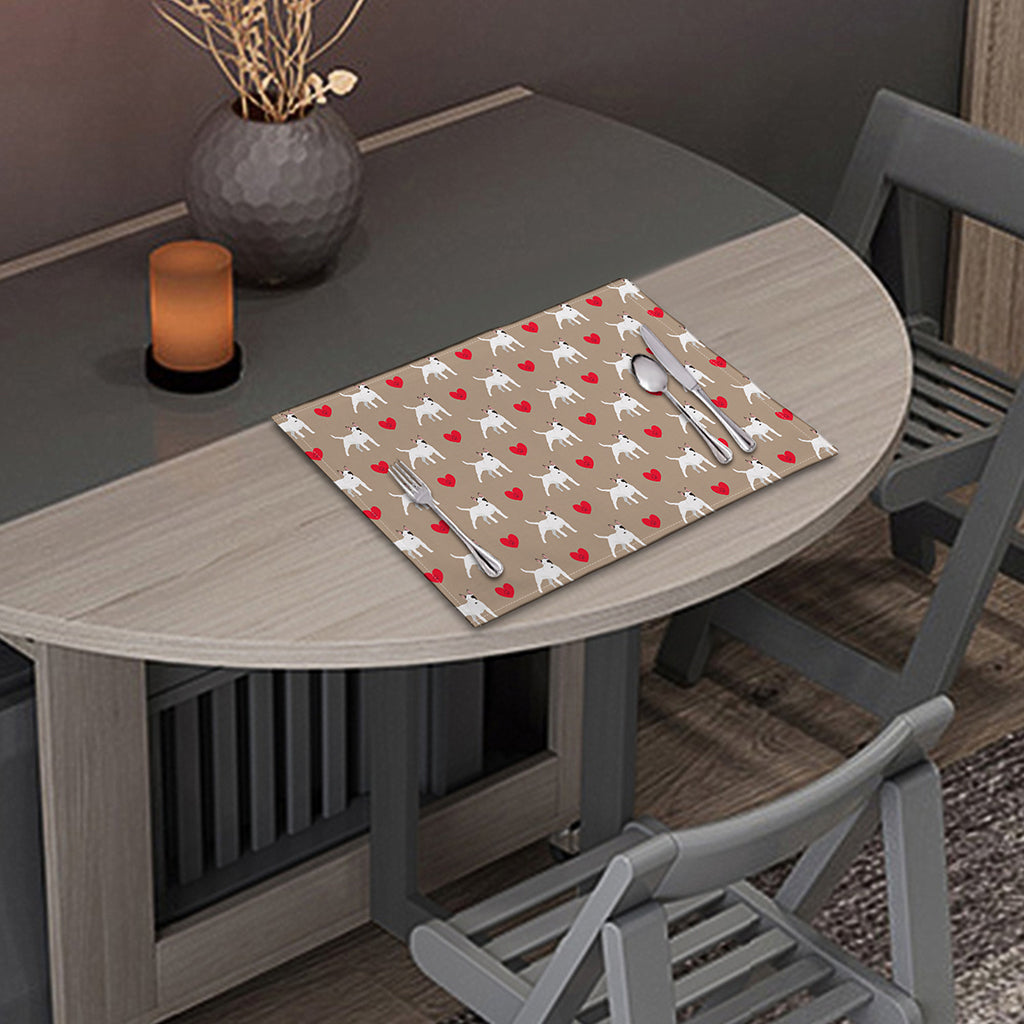 Bull Terrier Heart Pattern Print Placemat