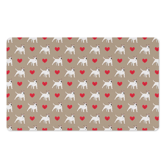 Bull Terrier Heart Pattern Print Polyester Doormat