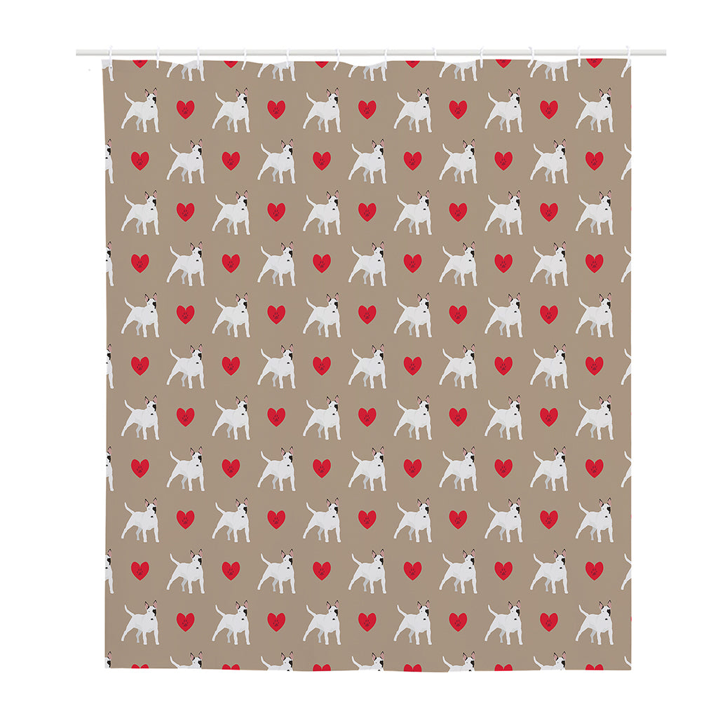Bull Terrier Heart Pattern Print Polyester Shower Curtain