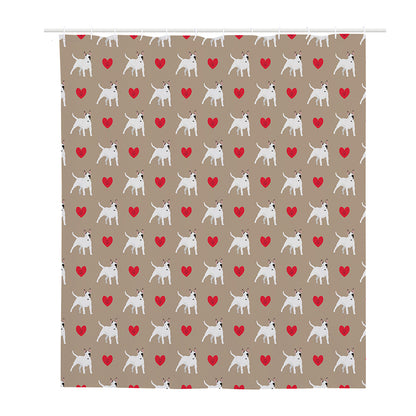 Bull Terrier Heart Pattern Print Polyester Shower Curtain