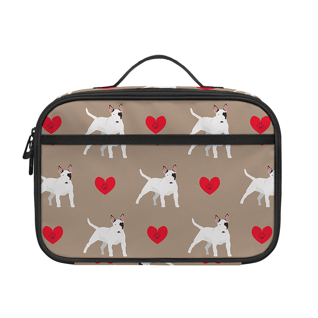 Bull Terrier Heart Pattern Print Portable Lunch Bag