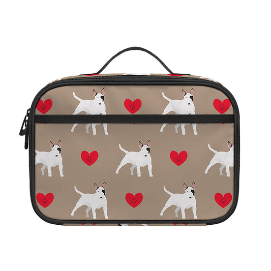 Bull Terrier Heart Pattern Print Portable Lunch Bag
