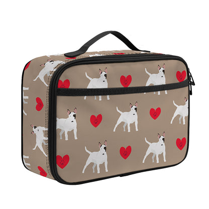 Bull Terrier Heart Pattern Print Portable Lunch Bag