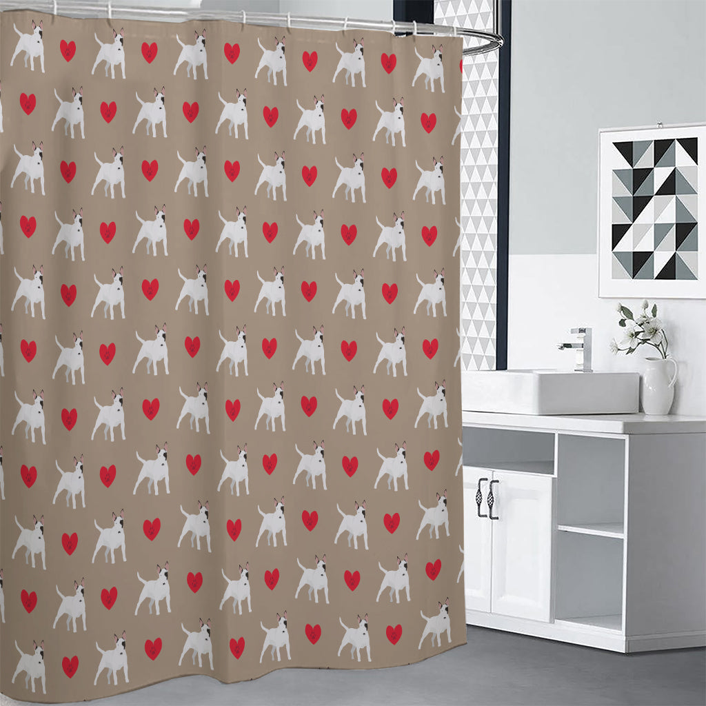 Bull Terrier Heart Pattern Print Premium Shower Curtain