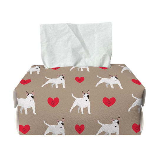 Bull Terrier Heart Pattern Print Rectangle Tissue Box Cover