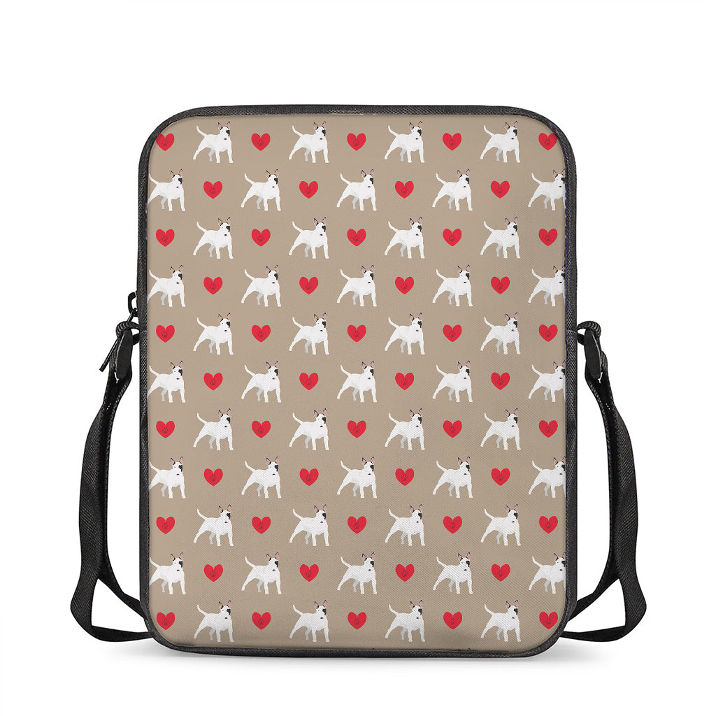 Bull Terrier Heart Pattern Print Rectangular Crossbody Bag
