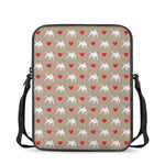 Bull Terrier Heart Pattern Print Rectangular Crossbody Bag