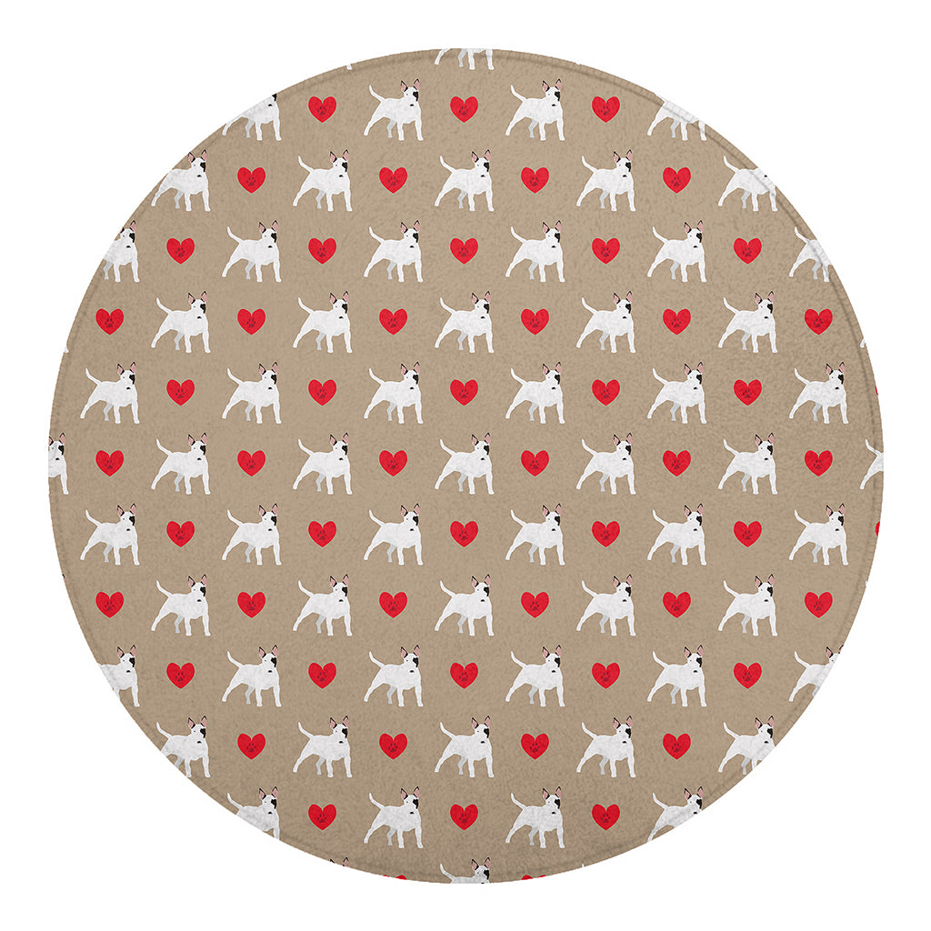 Bull Terrier Heart Pattern Print Round Blanket