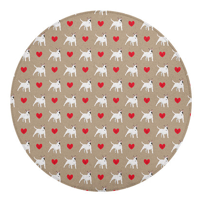 Bull Terrier Heart Pattern Print Round Blanket