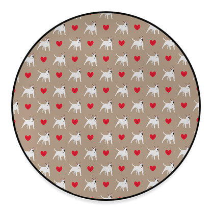 Bull Terrier Heart Pattern Print Round Floor Mat