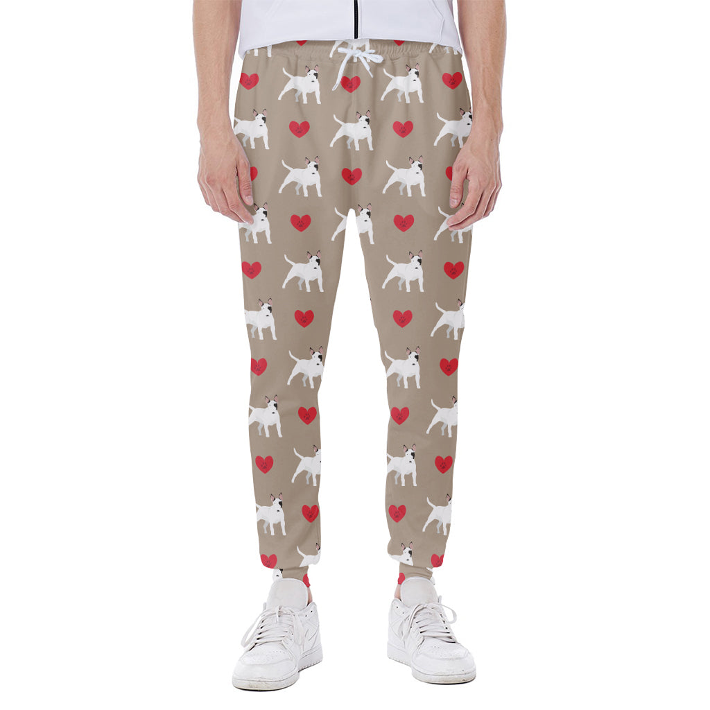 Bull Terrier Heart Pattern Print Scuba Joggers
