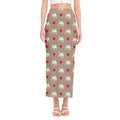 Bull Terrier Heart Pattern Print Side Slit Maxi Skirt